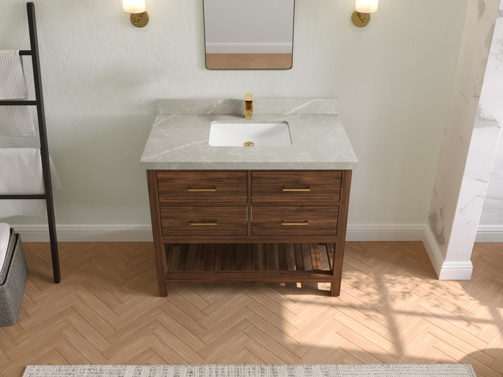 Parker Teak Wood 42 in. W x 22 in. D Single Sink Bathroom Vanity - photo 23