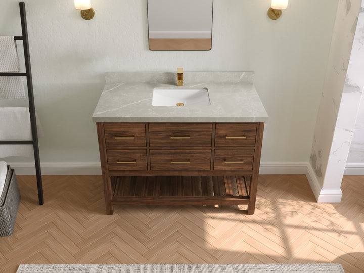 Parker Teak Wood 48 in. W x 22 in. D Single Sink Bathroom Vanity - photo 25