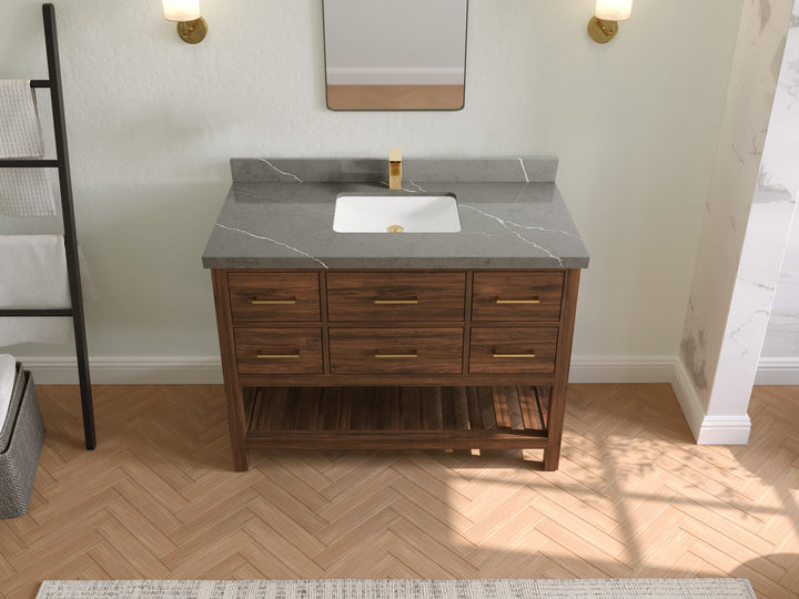 Parker Teak Wood 48 in. W x 22 in. D Single Sink Bathroom Vanity - photo 27