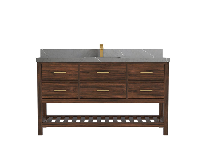 Parker Teak Wood 60 in. W x 22 in. D Single Sink Bathroom Vanity - photo 28