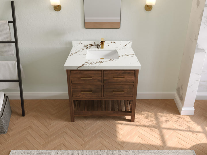 Parker Teak Wood 36 in. W x 22 in. D Center Sink Bathroom Vanity - photo 29
