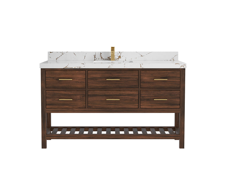 Parker Teak Wood 60 in. W x 22 in. D Single Sink Bathroom Vanity - photo 30