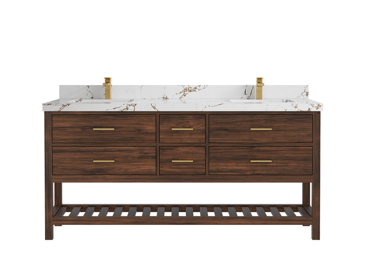 Parker Teak Wood 72 in. W x 22 in. D Double Sink Bathroom Vanity - photo 30