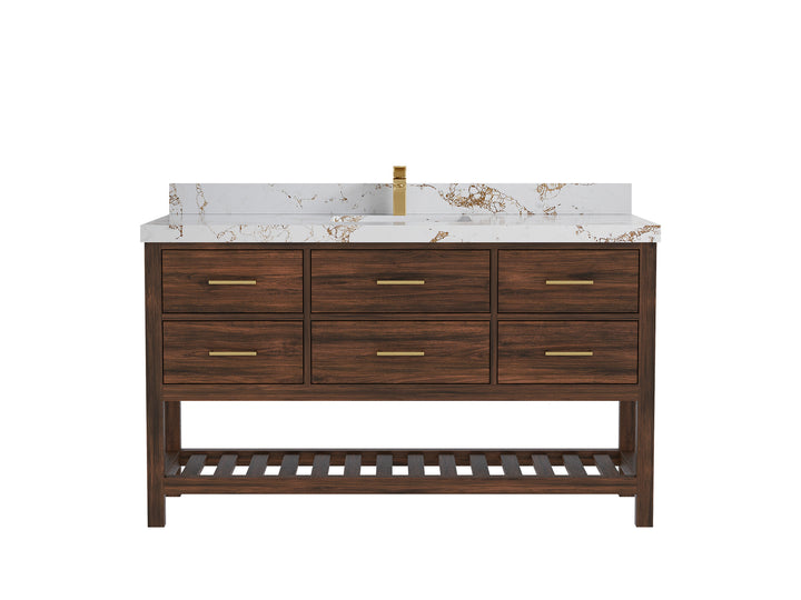Parker Teak Wood 60 in. W x 22 in. D Single Sink Bathroom Vanity - photo 32