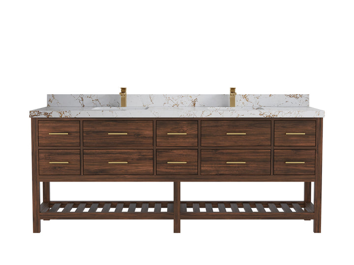Parker Teak Wood 84 in. W x 22 in. D Double Sink Bathroom vanity with - photo 32