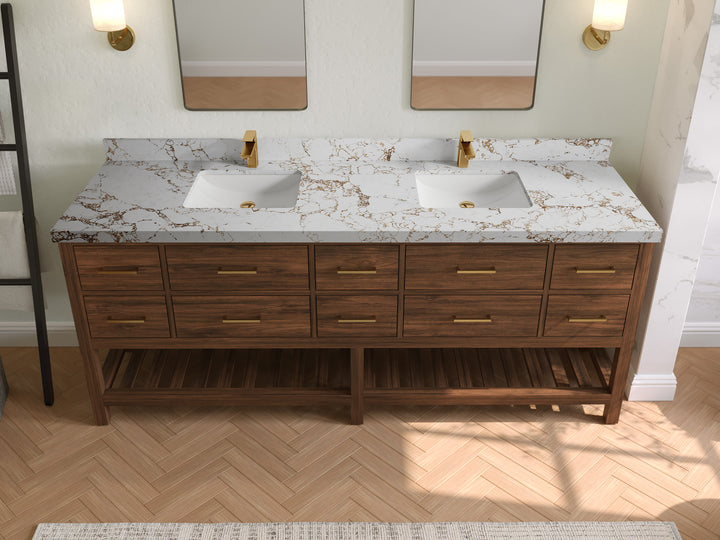 Parker Teak Wood 84 in. W x 22 in. D Double Sink Bathroom vanity with - photo 31