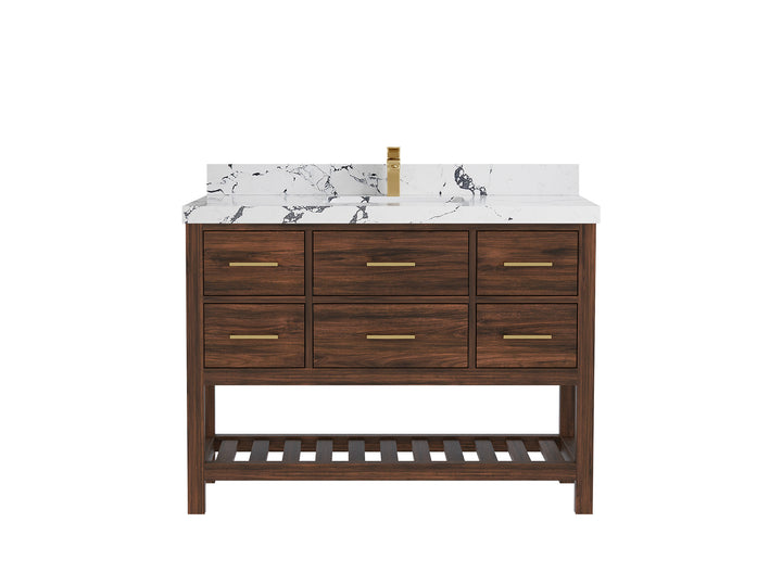 Parker Teak Wood 48 in. W x 22 in. D Single Sink Bathroom Vanity - photo 34