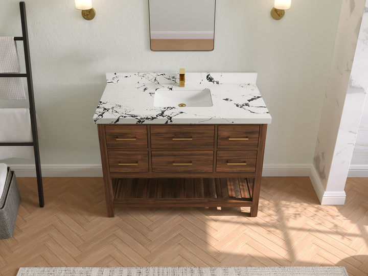 Parker Teak Wood 48 in. W x 22 in. D Single Sink Bathroom Vanity - photo 33