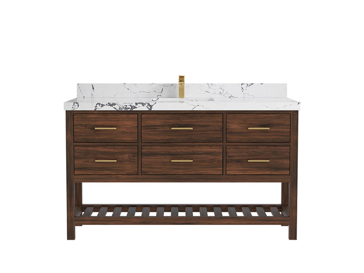 Parker Teak Wood 60 in. W x 22 in. D Single Sink Bathroom Vanity - photo 34