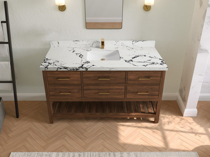 Parker Teak Wood 60 in. W x 22 in. D Single Sink Bathroom Vanity - photo 33