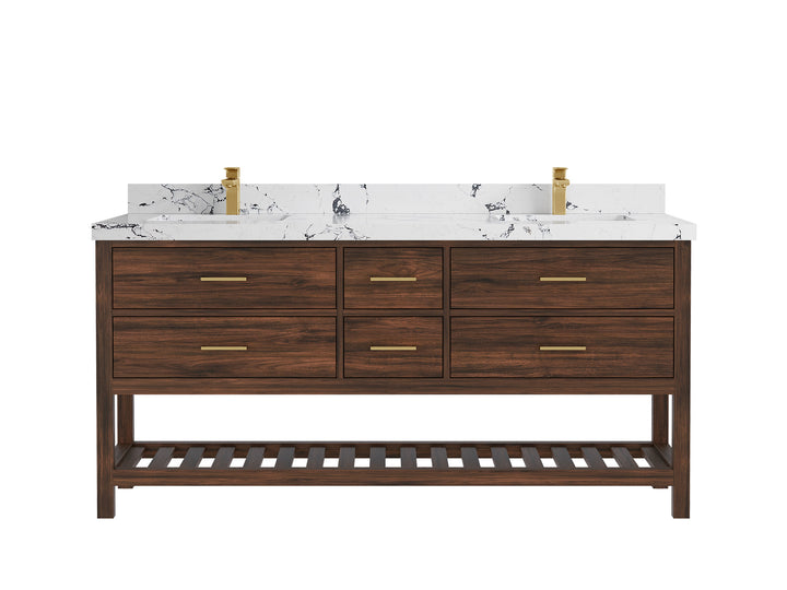 Parker Teak Wood 72 in. W x 22 in. D Double Sink Bathroom Vanity - photo 34
