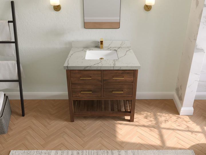 Parker Teak Wood 36 in. W x 22 in. D Center Sink Bathroom Vanity - photo 35