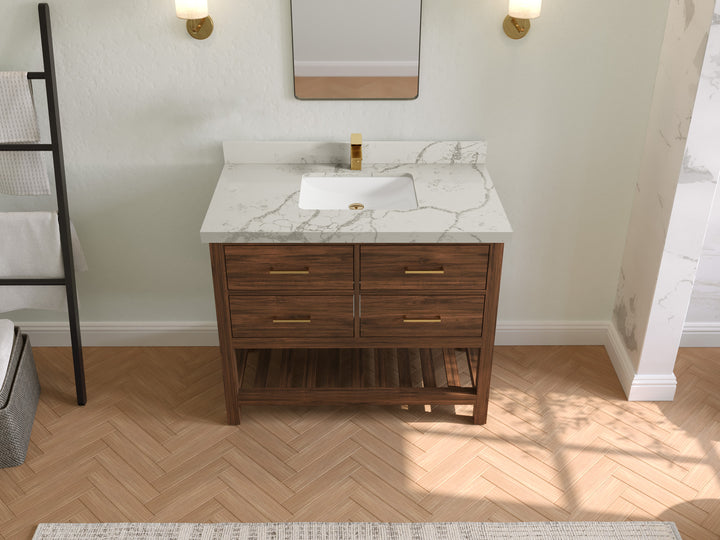 Parker Teak Wood 42 in. W x 22 in. D Single Sink Bathroom Vanity - photo 33