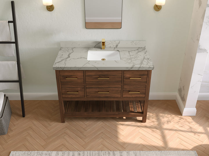 Parker Teak Wood 48 in. W x 22 in. D Single Sink Bathroom Vanity - photo 35