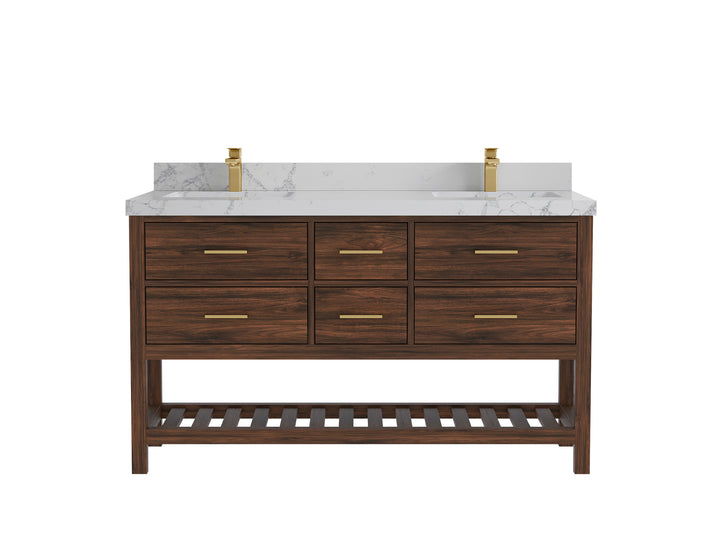 Parker Teak Wood 60 in. W x 22 in. D Double Sink Bathroom Vanity - photo 36