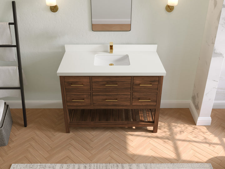 Parker Teak Wood 48 in. W x 22 in. D Single Sink Bathroom Vanity - photo 37