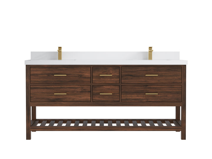Parker Teak Wood 72 in. W x 22 in. D Double Sink Bathroom Vanity - photo 38