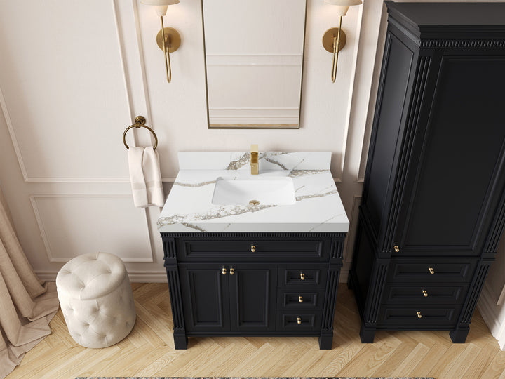 Paris 36 in. W x 22 in. D Center Sink Bathroom Vanity - photo 9