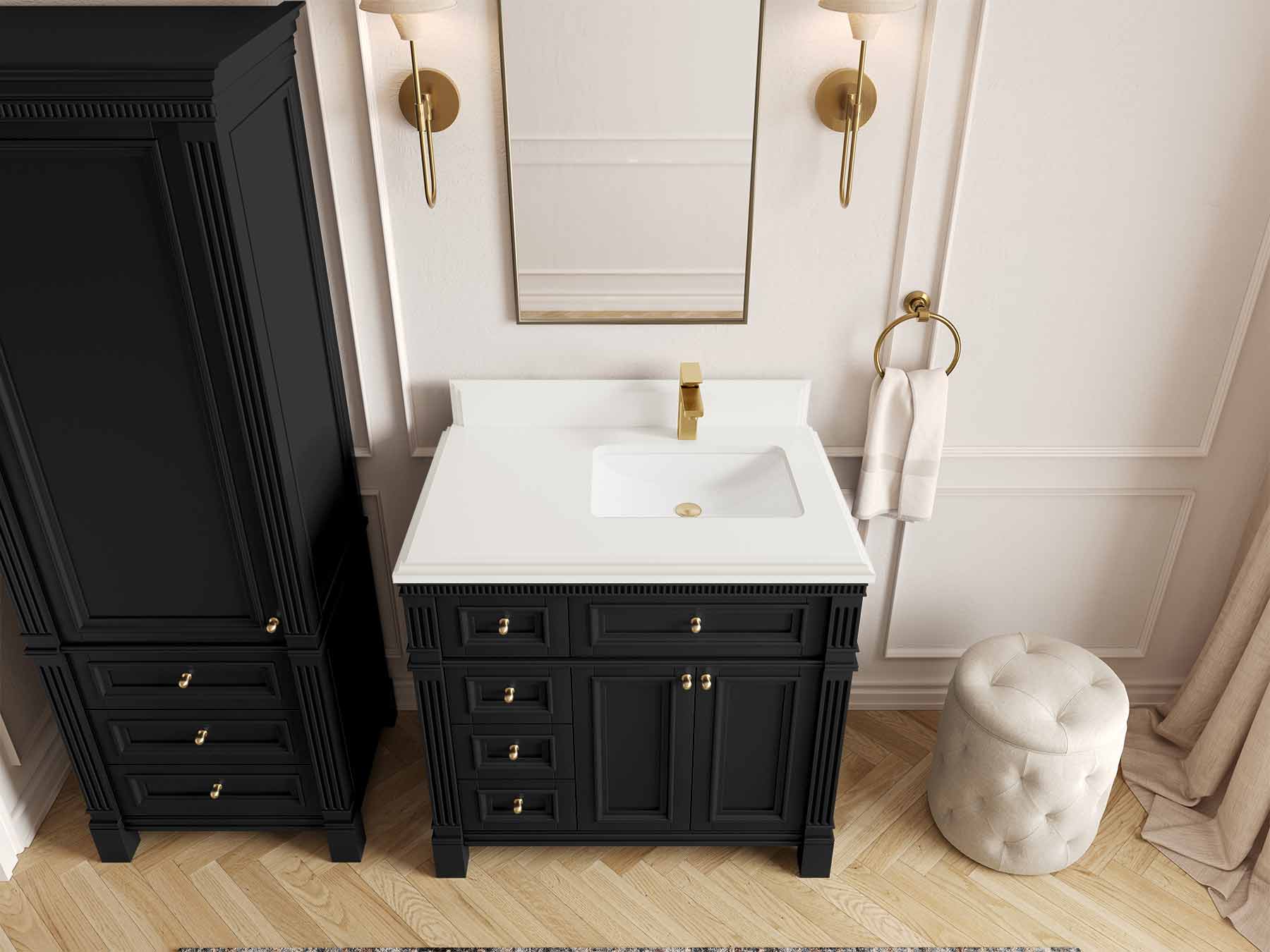Paris 36 in. W x 22 in. D Right Offset Sink Bathroom Vanity