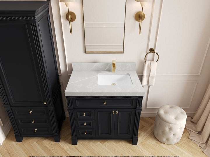 Paris 36 in. W x 22 in. D Right Offset Sink Bathroom Vanity - photo 29