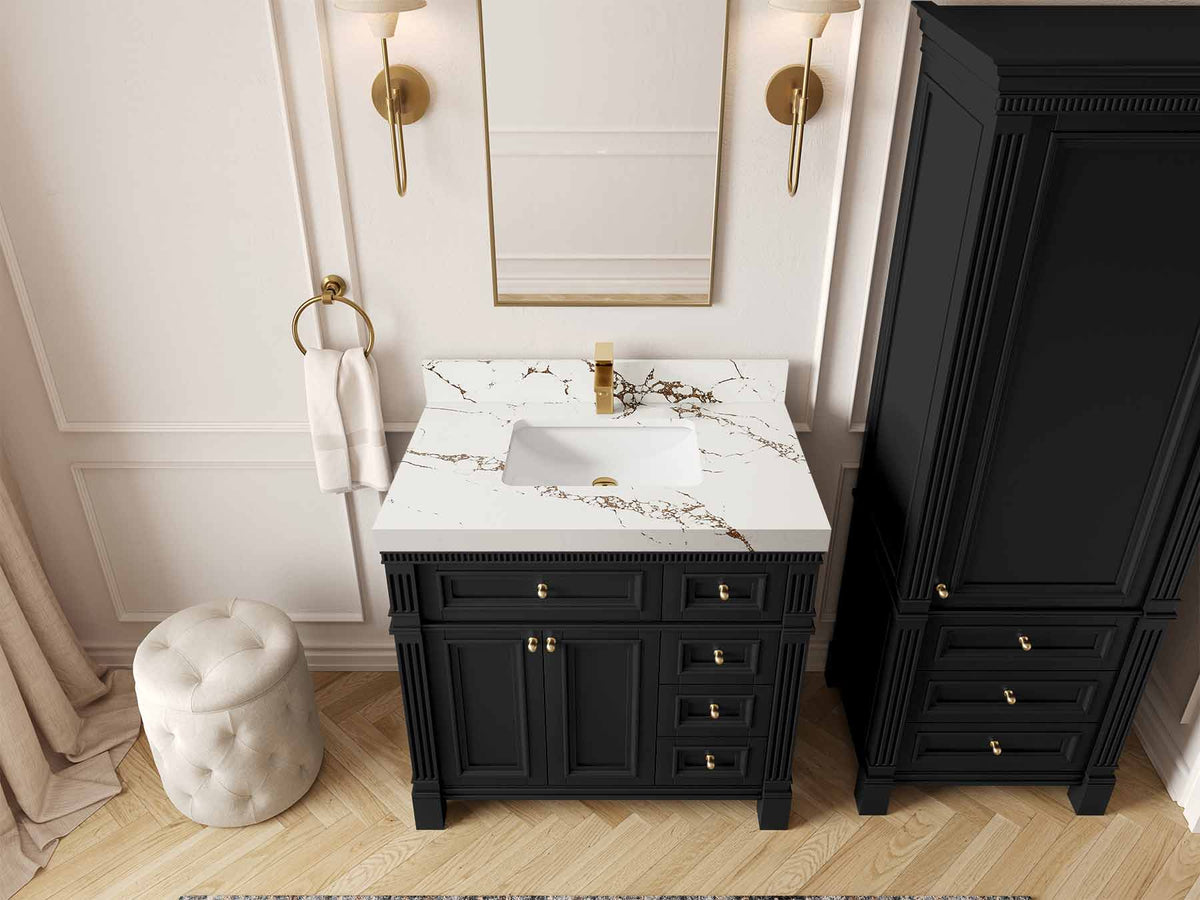 Paris 36 in. W x 22 in. D Bathroom Vanity with Center Sink