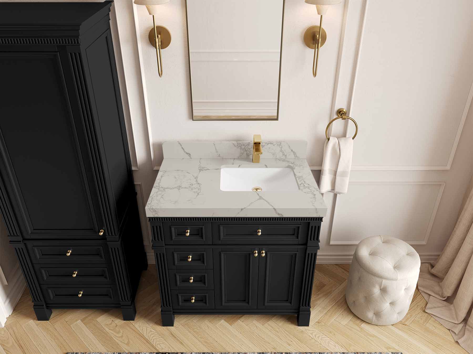 Paris 36 in. W x 22 in. D Right Offset Sink Bathroom Vanity