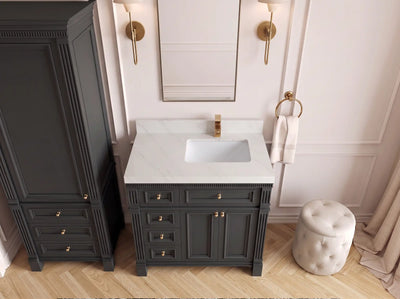 Paris 36 in. W x 22 in. D Right Offset Sink Bathroom Vanity