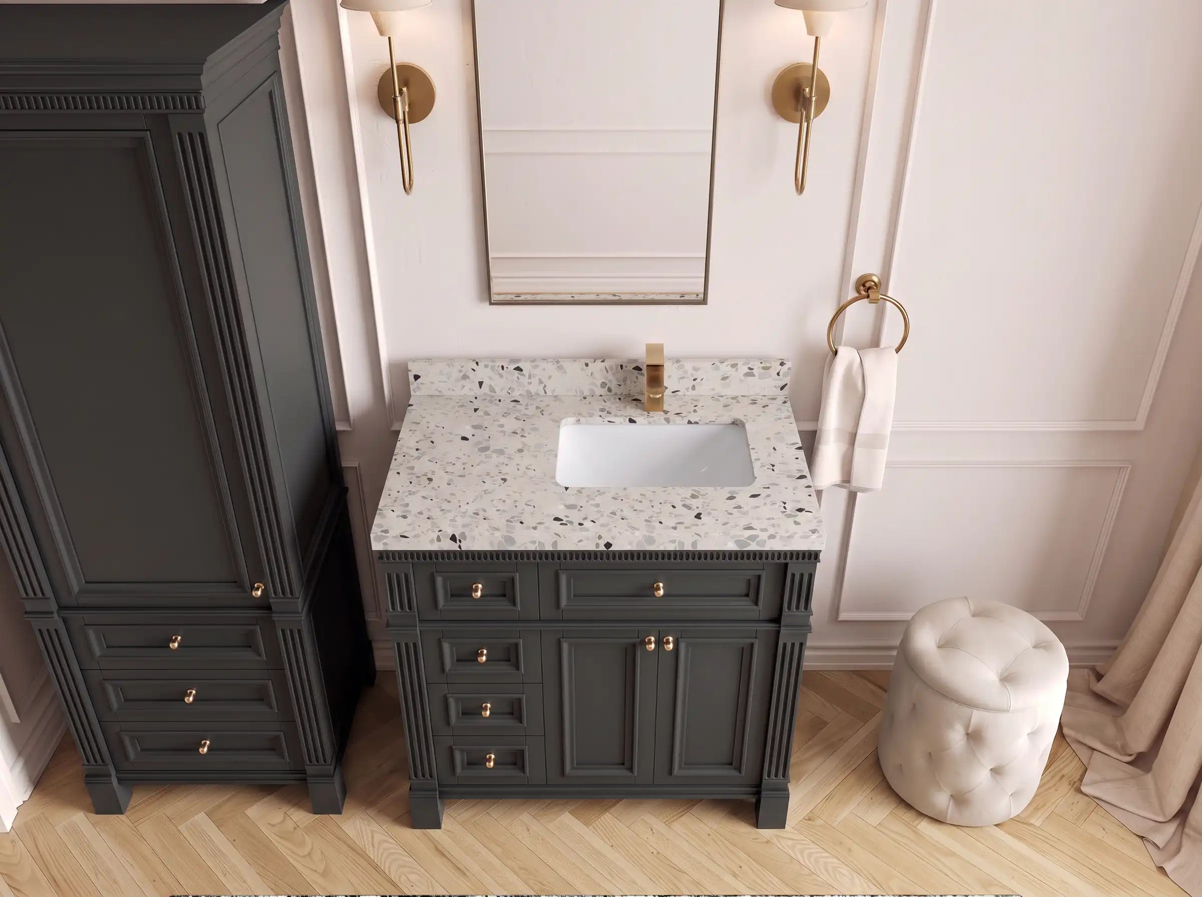 Paris 36 in. W x 22 in. D Right Offset Sink Bathroom Vanity