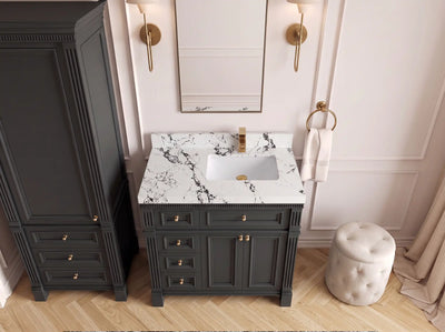 Paris 36 in. W x 22 in. D Right Offset Sink Bathroom Vanity