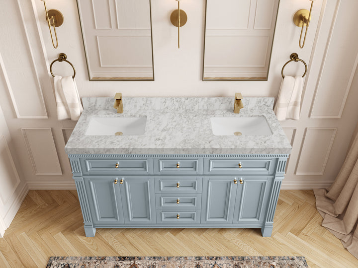 Paris 60 in. W x 22 in. D Double Sink Bathroom Vanity - photo 9