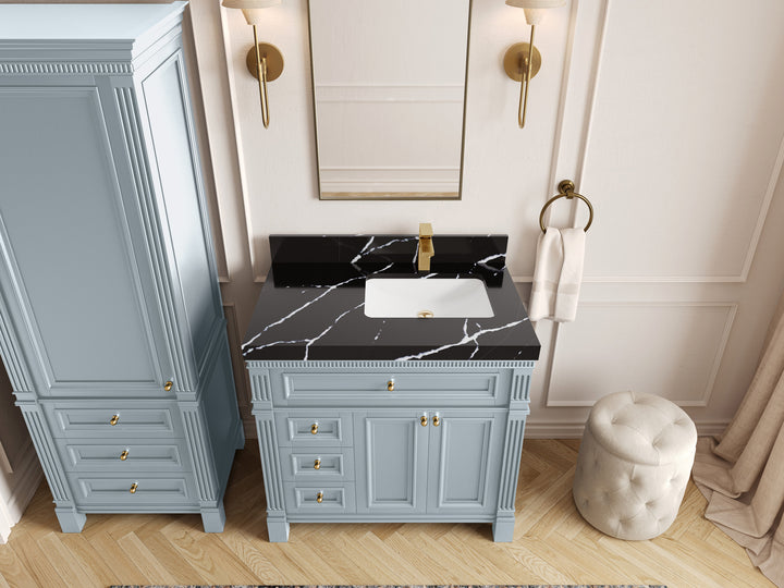 Paris 36 in. W x 22 in. D Right Offset Sink Bathroom Vanity - photo 7