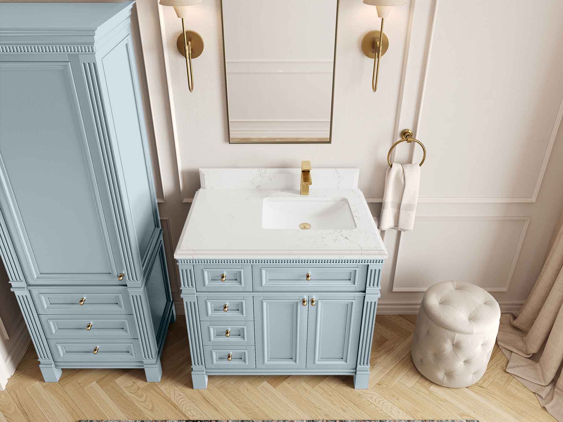 Paris 36 in. W x 22 in. D Right Offset Sink Bathroom Vanity