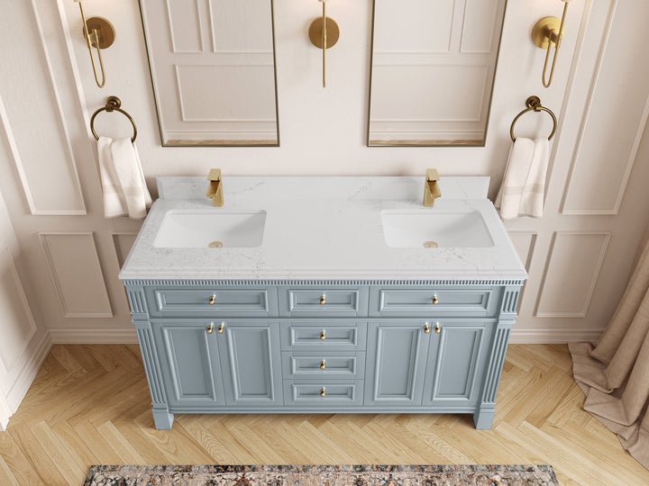 Paris 60 in. W x 22 in. D Double Sink Bathroom Vanity - photo 25