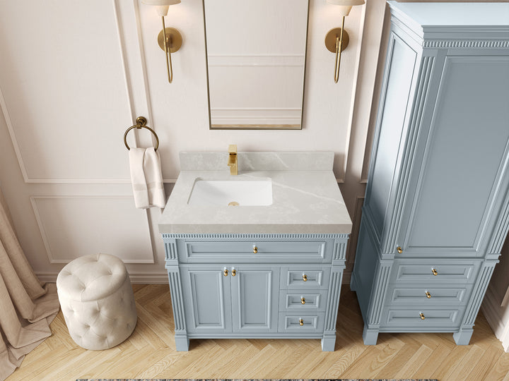 Paris 36 in. W x 22 in. D Left Offset Sink Bathroom Vanity - photo 31