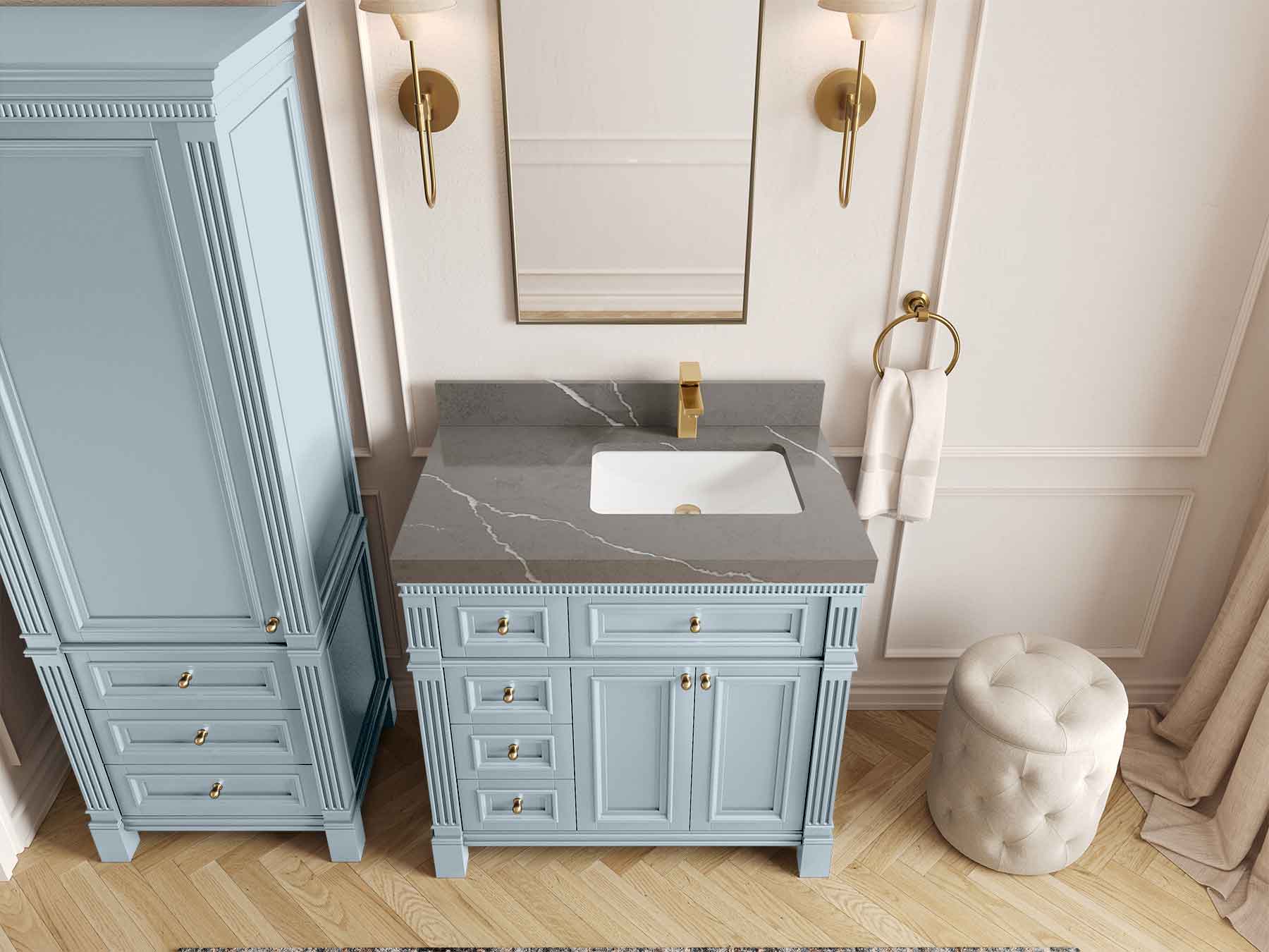 Paris 36 in. W x 22 in. D Right Offset Sink Bathroom Vanity
