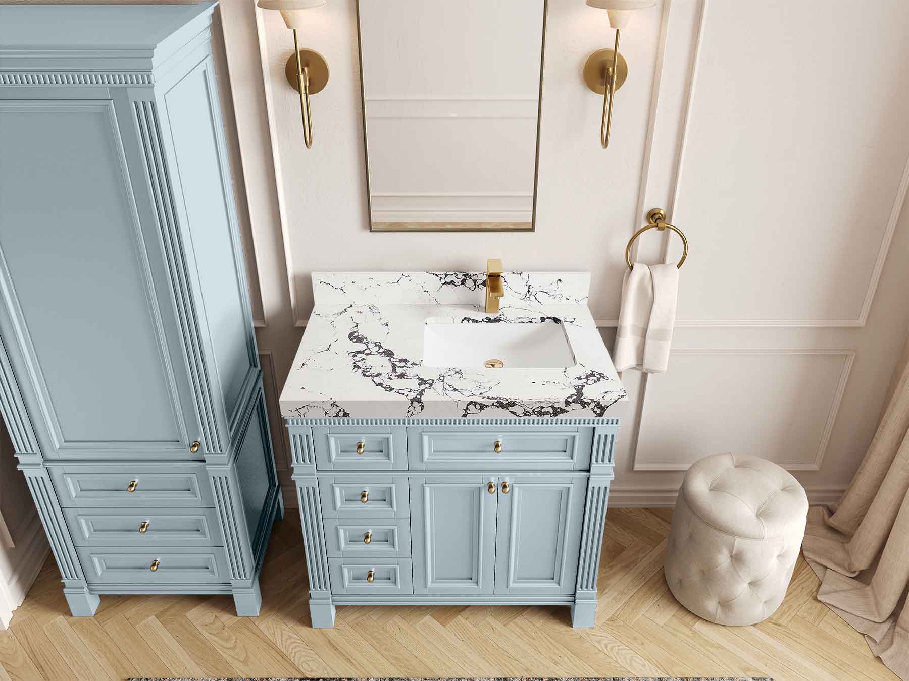 Paris 36 in. W x 22 in. D Right Offset Sink Bathroom Vanity