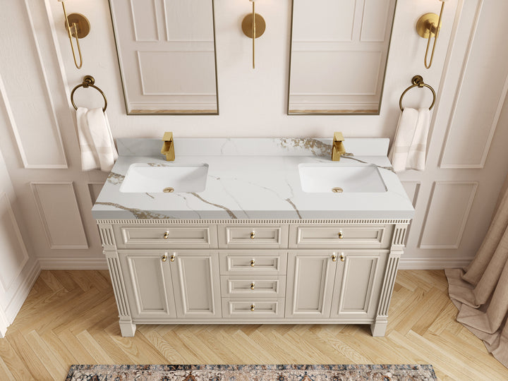 Paris 60 in. W x 22 in. D Double Sink Bathroom Vanity - photo 9