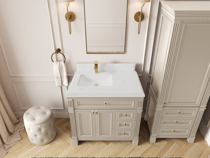 Paris 36 in. W x 22 in. D Left Offset Sink Bathroom Vanity - photo 25