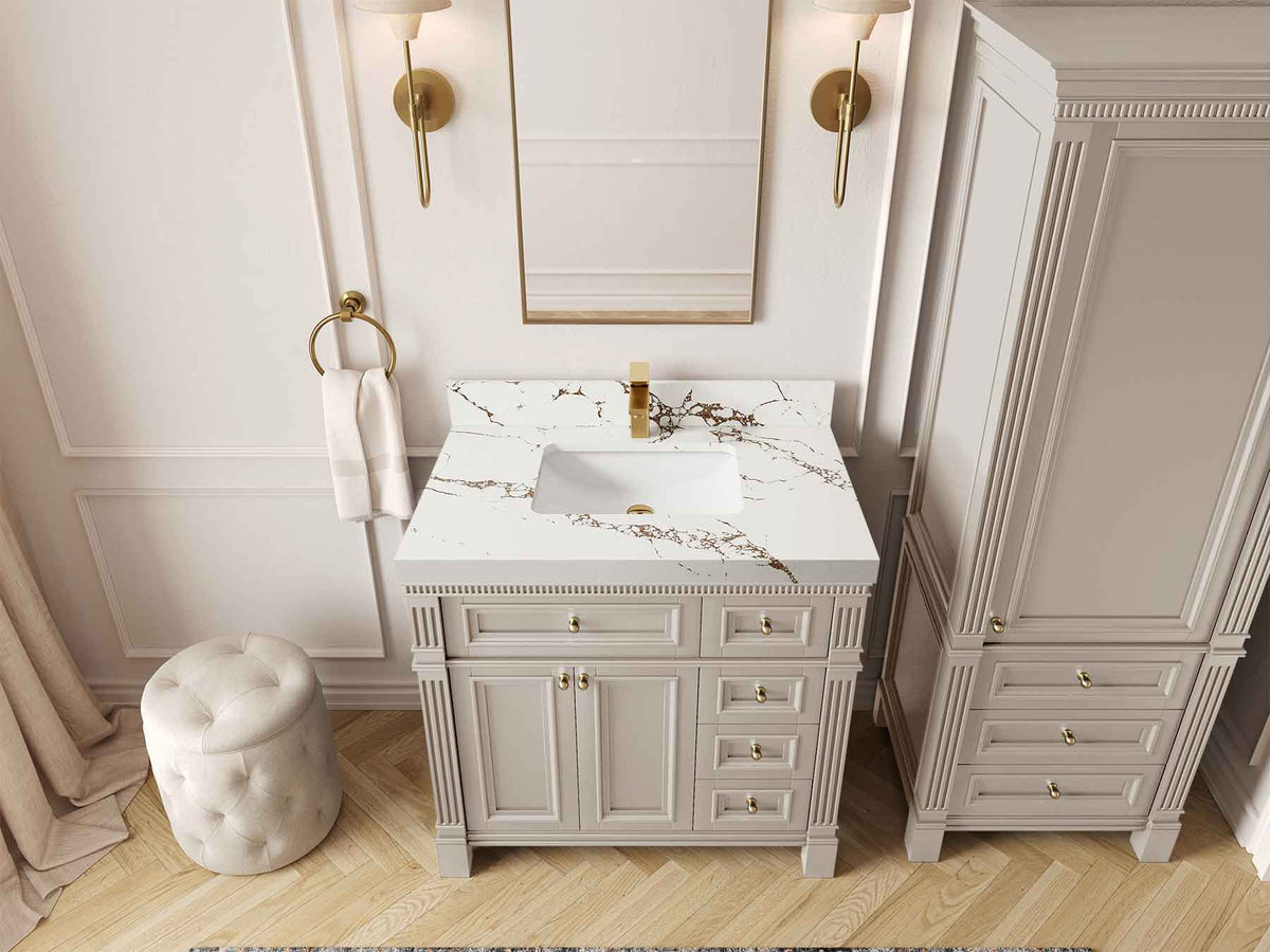 Paris 36 in. W x 22 in. D Bathroom Vanity with Center Sink