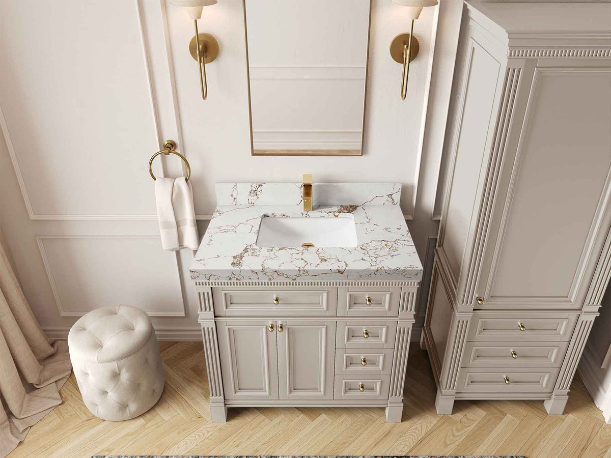 Paris 36 in. W x 22 in. D Bathroom Vanity with Center Sink
