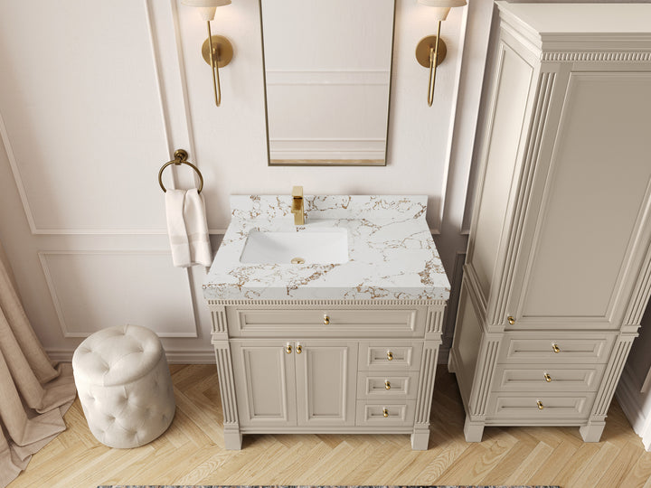 Paris 36 in. W x 22 in. D Left Offset Sink Bathroom Vanity - photo 33