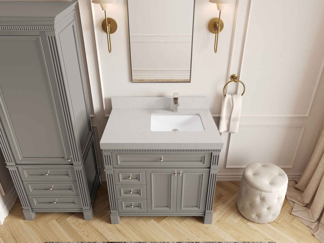 Paris 36 in. W x 22 in. D Right Offset Sink Bathroom Vanity
