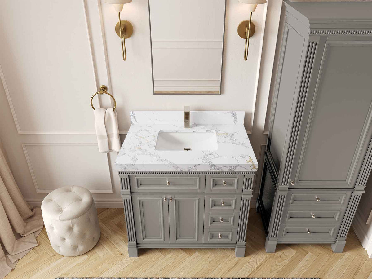 Paris 36 in. W x 22 in. D Bathroom Vanity with Center Sink