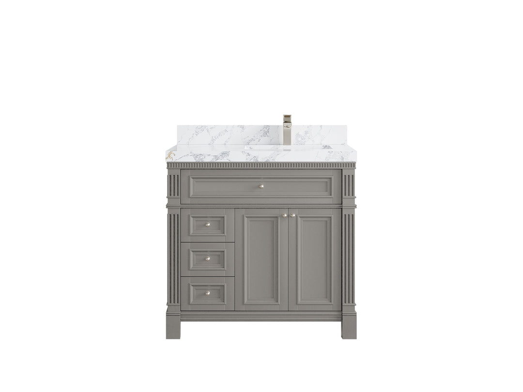 Paris 36 in. W x 22 in. D Right Offset Sink Bathroom Vanity