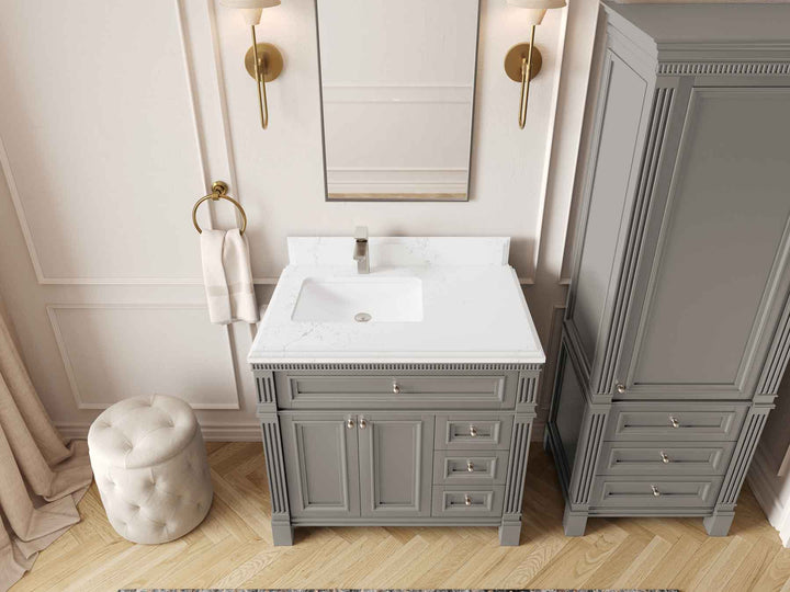 Paris 36 in. W x 22 in. D Left Offset Sink Bathroom Vanity - photo 25
