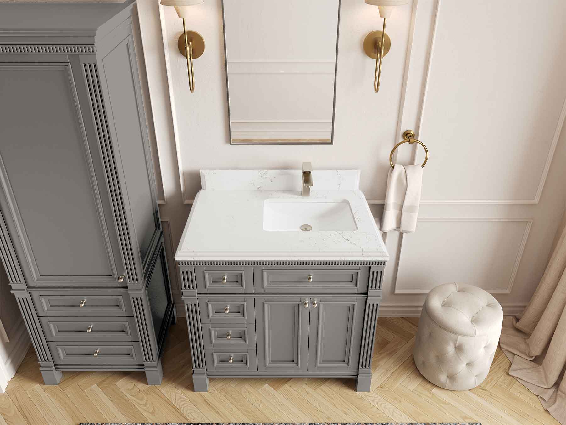 Paris 36 in. W x 22 in. D Right Offset Sink Bathroom Vanity