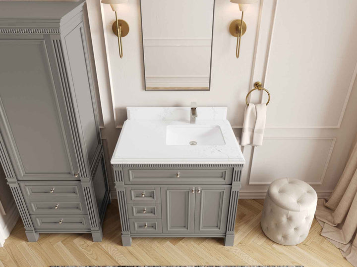 Paris 36 in. W x 22 in. D Right Offset Sink Bathroom Vanity - photo 25