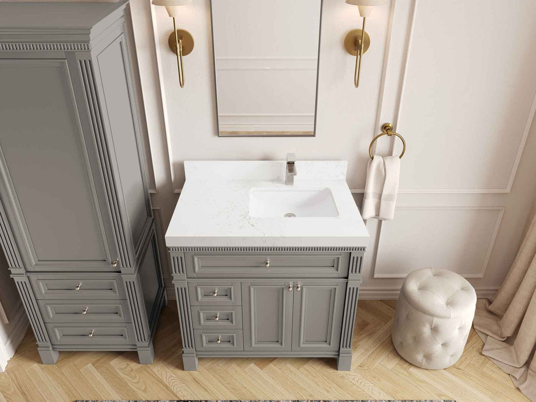 Paris 36 in. W x 22 in. D Right Offset Sink Bathroom Vanity