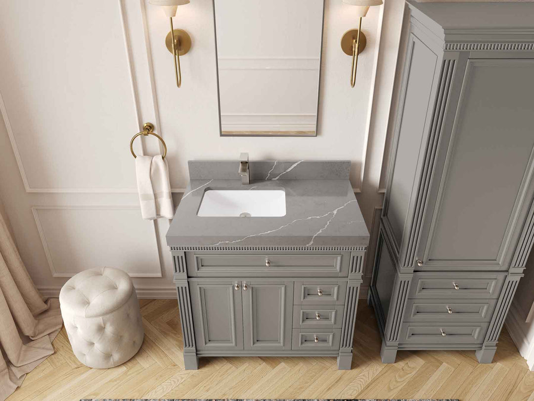 Paris 36 in. W x 22 in. D Left Offset Sink Bathroom Vanity