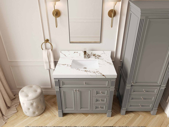 Paris 36 in. W x 22 in. D Center Sink Bathroom Vanity - photo 34